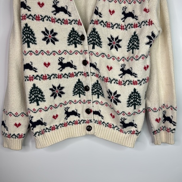 Vintage Northern Reflections Christmas Reindeer Christmas Tree Sweater S/M - Picture 3 of 8